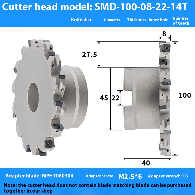 2079-CNC sleeve SMD side and face milling cutterhead CNC indexable chip SMC cutterhead T-slot grooving MPHT06 Shandong Denso Pricision Tools Co.,Ltd.